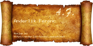 Anderlik Ferenc névjegykártya